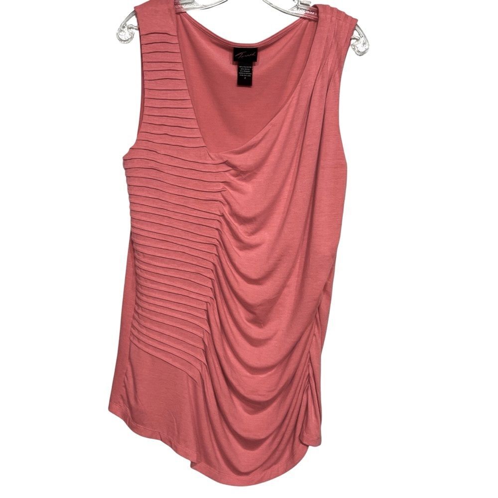 Torrid  Rose Pink Pleated Asymmetrical Ruched Sleeveless Blouse Career Top